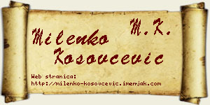 Milenko Kosovčević vizit kartica